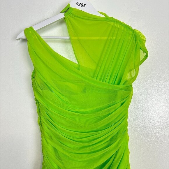 HOUSE OF CB Adrie Cutout Gathered Minidress in Neon Green Size Large - Picture 11 of 15